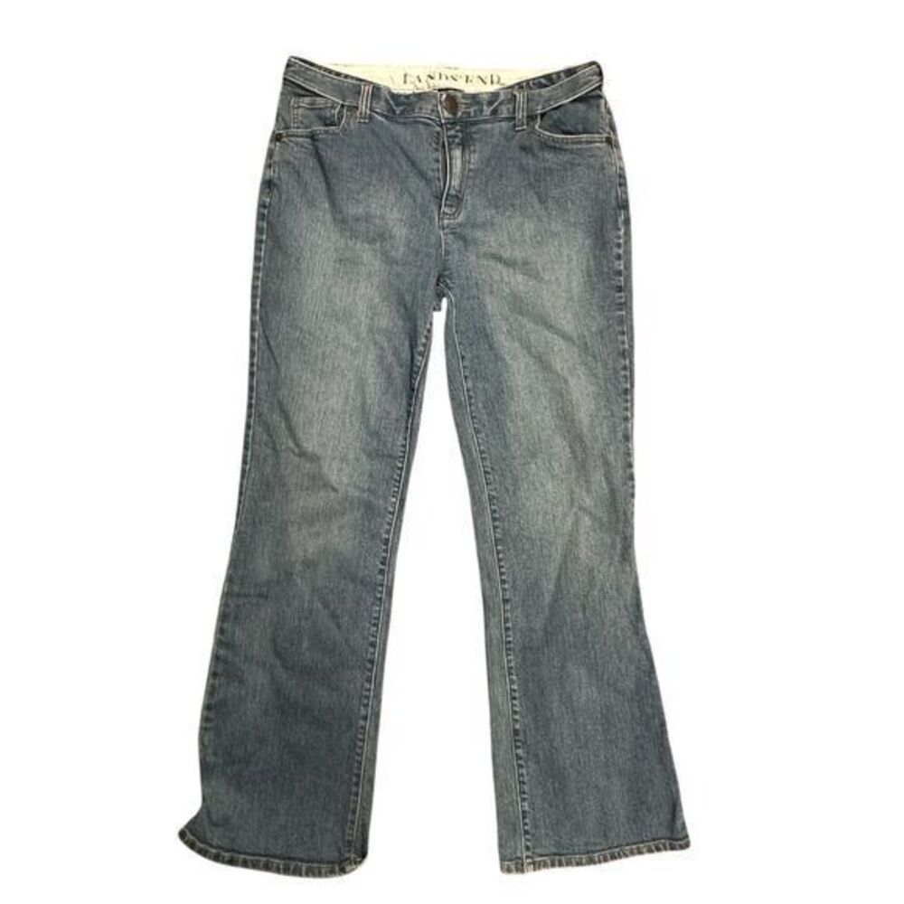 Lands End Womens Original Fit Modern Waist Boot Cut‎ Medium Wash Jeans Size 10